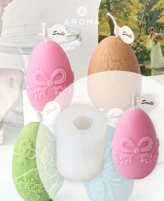 Силіконова форма для виготовлення свічок та мила в формі великоднього яйця з візерунком form4001 фото