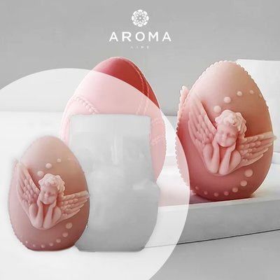 Силіконова форма для виготовлення свічок та мила у вигляді великоднього яйця з янголом form4008 фото