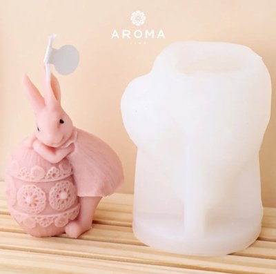 Силіконова форма для виготовлення свічок, мила та десертів в формі Великоднього кролика з писанкою form0014 фото