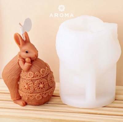 Силіконова форма для виготовлення свічок, мила та десертів в формі Великоднього кролика з писанкою form0015 фото