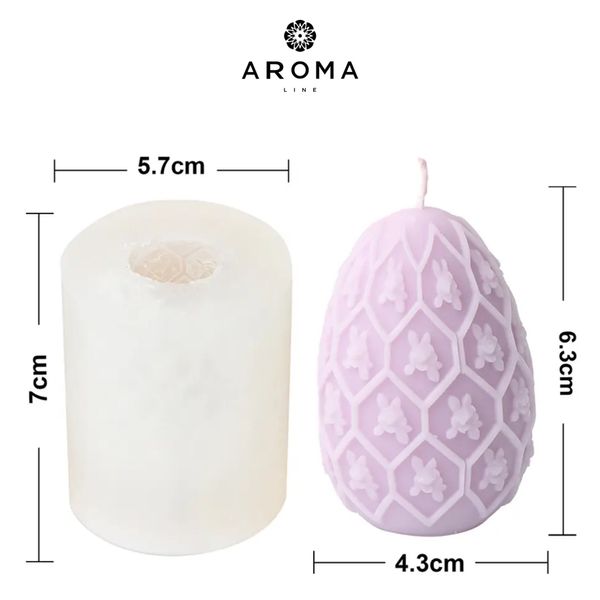 Силіконова форма для виготовлення свічок та мила в формі великоднього яйця з візерунком form0006 фото