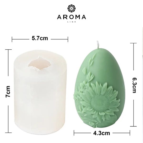Силіконова форма для виготовлення свічок та мила в формі великоднього яйця з квітковим візерунком form0009 фото