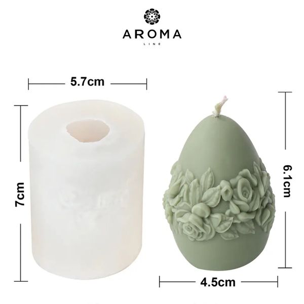 Силіконова форма для виготовлення свічок та мила в формі великоднього яйця з квітковим візерунком form0010 фото