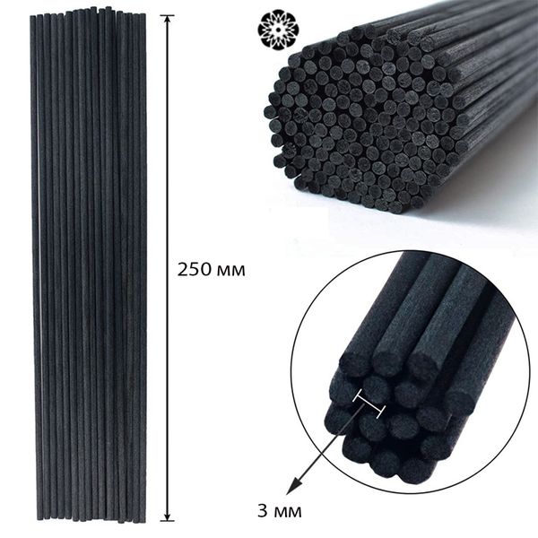 Фіброві палички для аромадифузора чорні 25 см FPB07 фото